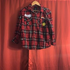 Forever21 red and black base plaid shirt.
